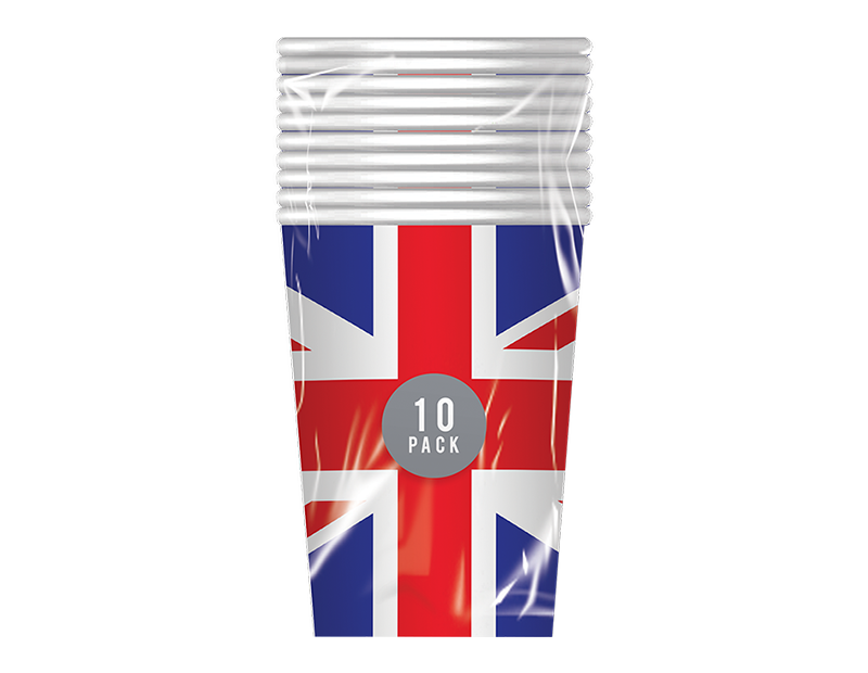 Union Jack Printed Paper Cups 270ml 10pk